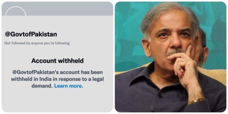 Twitter account of the Government of Pakistan withheld in India