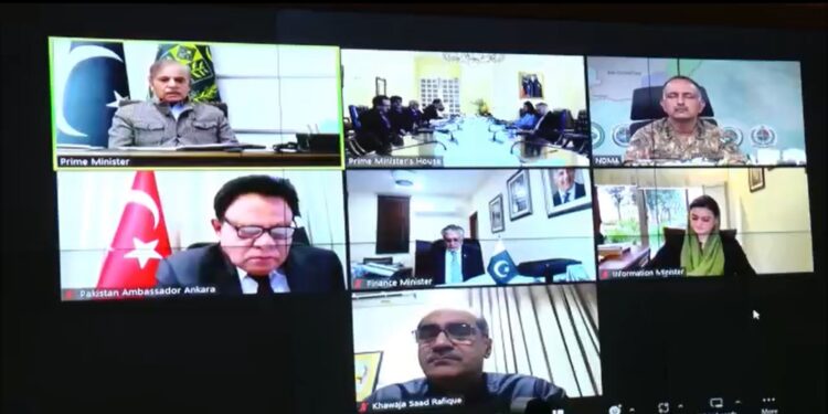 PM Sharif held review meeting on relief activities for earthquake victims in Turkey, Syria (Image Courtesy: Facebook)