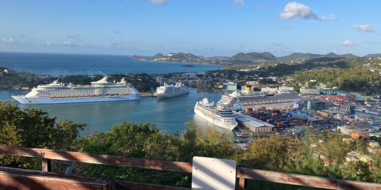 Deputy PM Ernest Hilaire welcomes four cruise ships with thousands of passengers