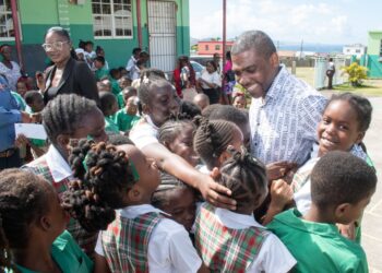 PM Terrance Drew visits Deane Glasford Primary School, meets students 