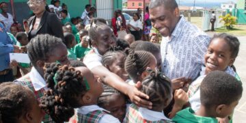 PM Terrance Drew visits Deane Glasford Primary School, meets students 