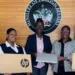 St Kitts and Nevis HC Kevin Isaac donates laptops to CFBC students