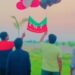 PTI Members-ISF Students join hands to release balloons, flag to express solidarity with Imran Khan (Image Courtesy: Facebook)