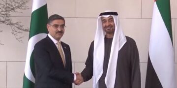 PM Kakar meets Prez Al Nahyan, inks MOUs to boost bilateral ties between Pak-UAE (Image Courtesy: Twitter/@PMO Pakistan)